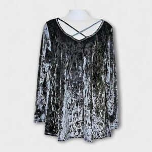 Jodifl Gunmetal Gray Crushed Velvet Long Sleeve Tunic Size Small